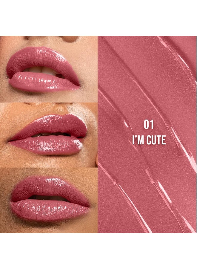 Staze 9to9 Gloss Lock 2-In-1 Liquid Lipstick | Lip Gloss For Long-Lasting Fuller & Plump Lips|Transfer-Proof & 12h Long Stay with Intense Color Payoff|Lightweight & Comfortable|01 I'm Cute|7g - Image 2